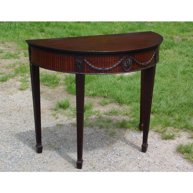 Antique Federal Style Mahogany Demilune Sofa Console Table Entry Foyer