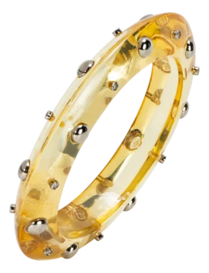 Miriam Salat Studded Translucent Vintage Resin Bangle Silver & White Topaz