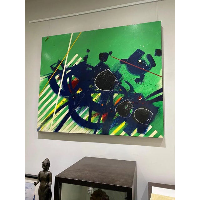 1990s Yvan Moscatelli, Abstract Composition 2, Oil on Wood, 1994 For Sale - Image 5 of 8