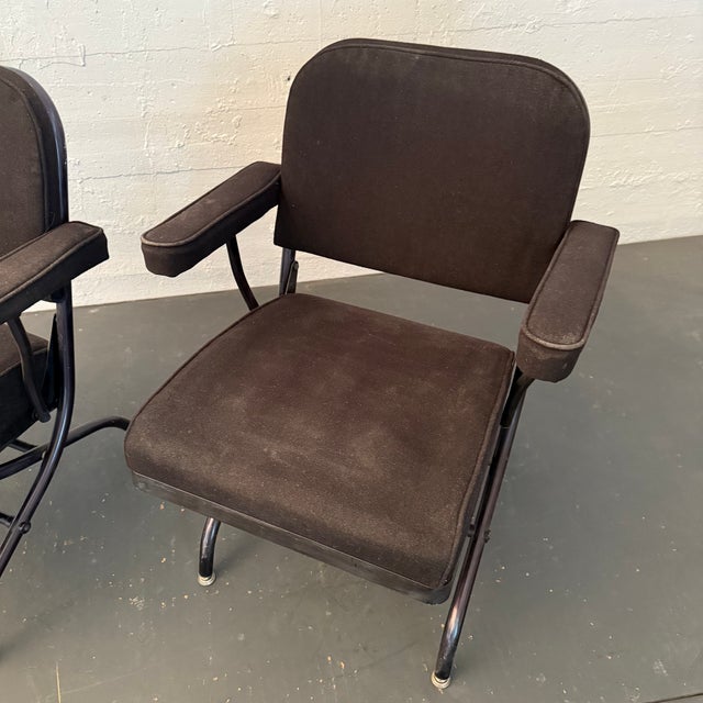 Metal 1940s Pair of Art Deco Warren McArthur for Mayfair Industries Folding Armchairs For Sale - Image 7 of 8