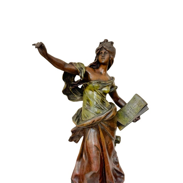 Auguste Moreau, Art Nouveau Allegorical Maiden, Late 19th Century, Spelter For Sale - Image 6 of 11