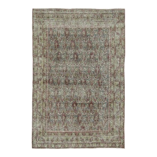 Vintage Turkish Rug With Aqua Field & Crimson Paisley Design - Rug & Kilim For Sale