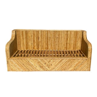 1970s Vintage Split Reed Rattan Sofa For Sale