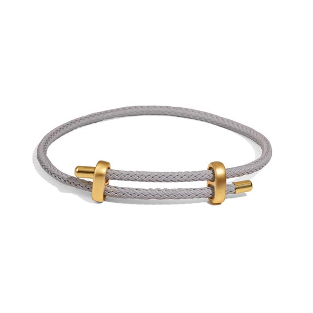 Grey Glow Adjustable Gold Rope Bracelet For Sale - Image 9 of 9