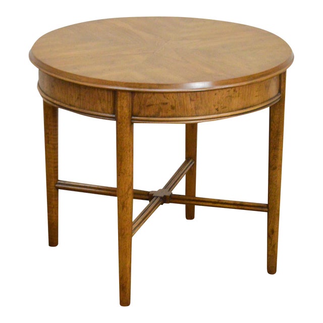 Heritage Vintage Round Walnut Side Table Chairish