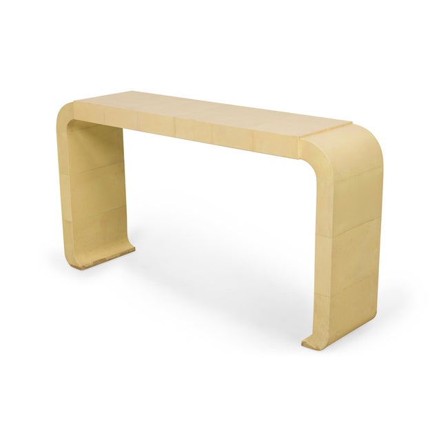 Italian Mid-Century Style Parchment Console Tables - A Pair | Chairish