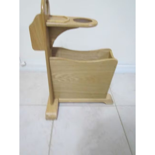 Wood Magazine Rack Side End Table with Cup Holder Brown Freestanding Style: Traditional Color: Honey Dimensions: 16" W x...