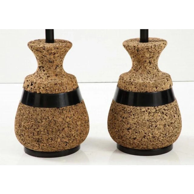 Mid-Century Modern Mid Century Modern Pair of Cork Table Lamps For Sale - Image 3 of 4