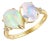 Kai Fortune Rainbow Blue Moonstone Fire Opal Diamond Toi Et Moi Ring in 14k Solid Gold, size 5.5 For Sale