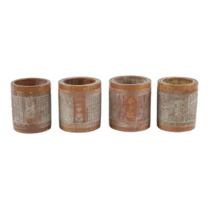 Late 19th Century Heavily Carved Chinese Cylinder Carved Vases- Set of 3
