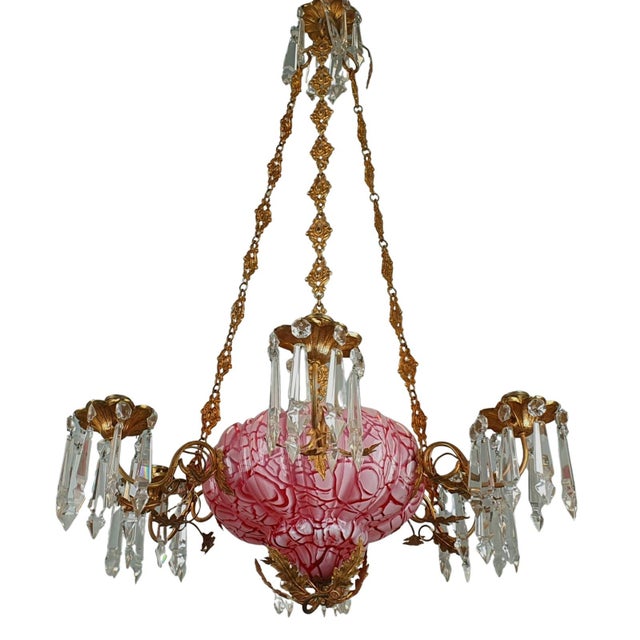 Antique Gilt Bronze and Glass Chandelier, 19th Century For Sale - Image 5 of 5