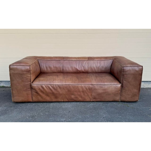 Restoration Hardware Fulham Sofa in Matador leather. The sofa lends well to many styles. The sofa and leather are both...