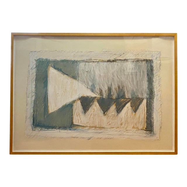 1980s Powerful Abstract J. L. Mitchell Gouache / Pastel Large Custom Frame New York Reframe? For Sale