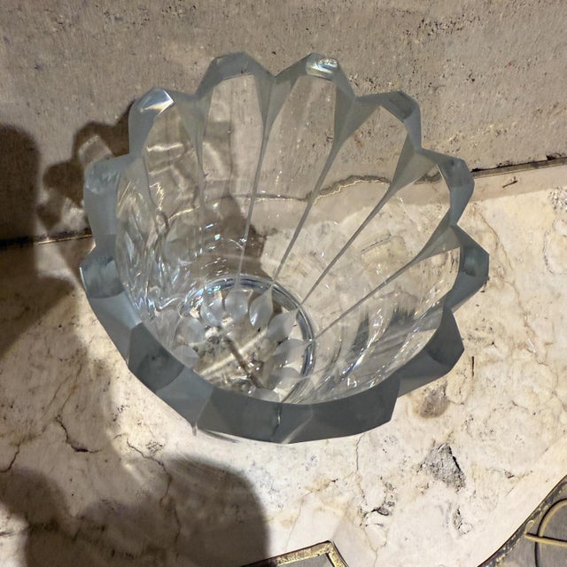 1970s 1970s Scandinavian Crystal Vase Ribbed Art Glass For Sale - Image 5 of 6