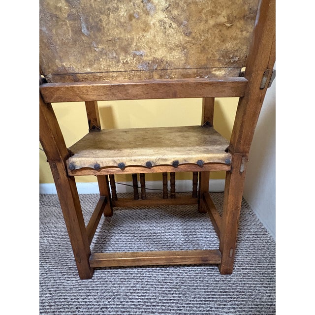 17th Century Baroque Oak/Leather Armchair For Sale - Image 4 of 6