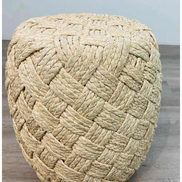 Original retail $1200, stylish Made Goods Organic Modern Natural Raffia Bena Stool, showroom floor sample