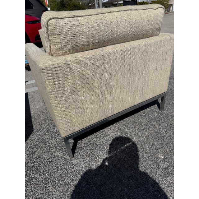 Knoll Florence Knoll Original Vintage Tufted and Chromed Steel Arm Chairs With Original Label a Pair For Sale - Image 4 of 12