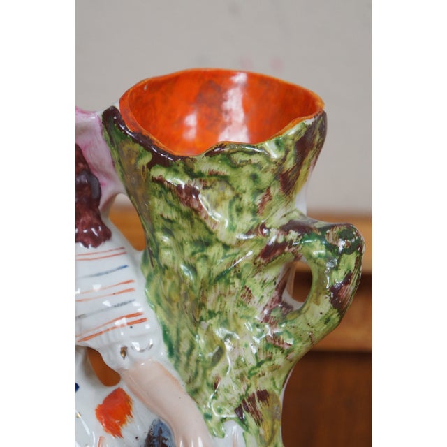Antique Staffordshire Porcelain Girl Game Pheasant Rabbit Spill Vase For Sale - Image 11 of 12