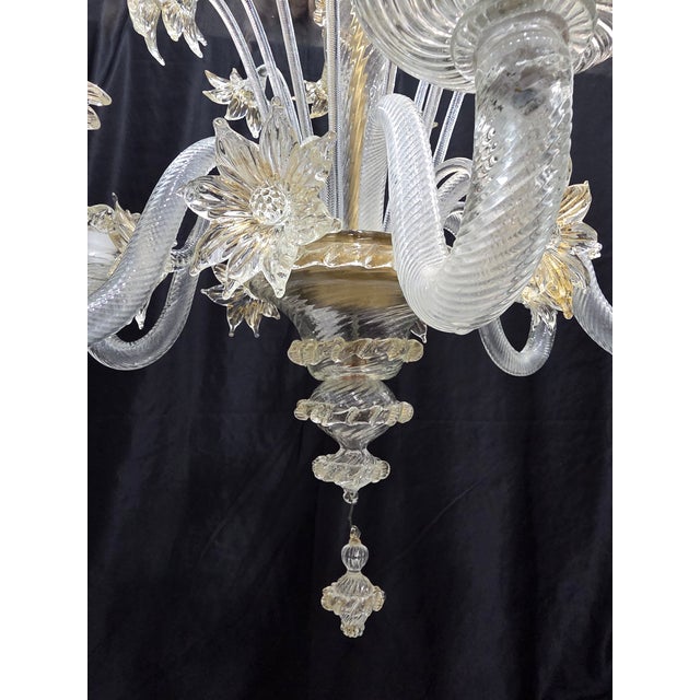 Murano Glass Floral Chandelier, 1980s, in Flawless conditions. Designed 1980 to 1989 Up to 250V (Europe/UK Standard).The...
