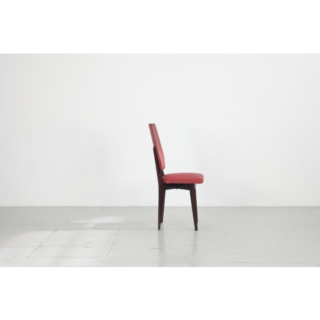 Wood Kitchen Chair with Red Synthetic Leather Cover, 1960s For Sale - Image 7 of 18