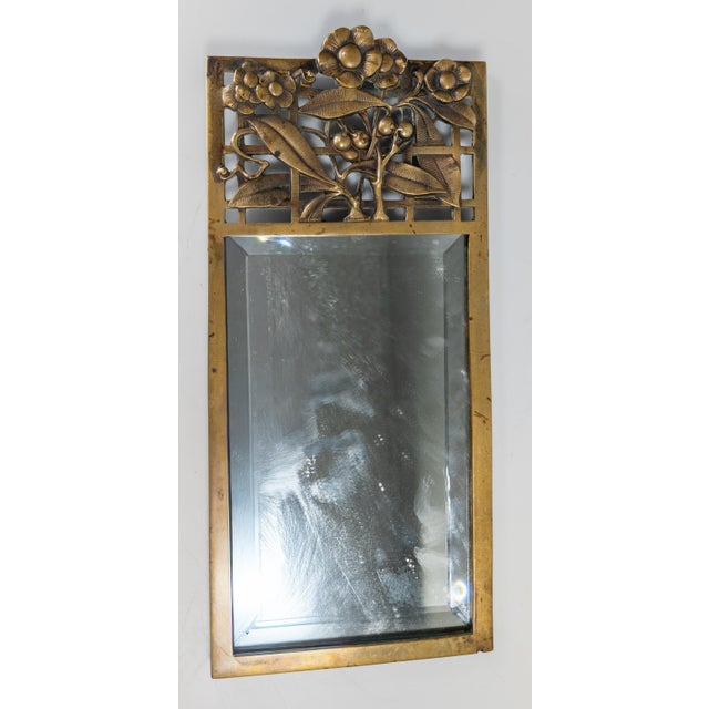 Late 19th Century 19th Century American Aesthetic Movement Small Bronze Mirror With Floral Design For Sale - Image 5 of 13