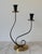 Mid-Century Modern Mid-Century Black Metal and Brass Scrolled Double-Candle Holder For Sale - Image 3 of 11