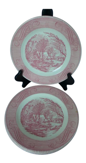 Pink & White Dinner Plates "Royal Ironstone" - Set of 4