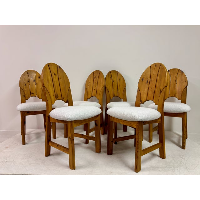 Vintage Scandianavian Dining Chairs in Pine and Boucle, 1970s, Set of 6 For Sale - Image 15 of 18