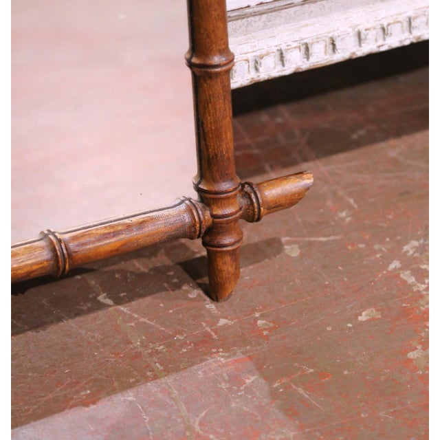 Early 20th Century French Faux Bamboo Walnut Wall Mirror For Sale - Image 4 of 6