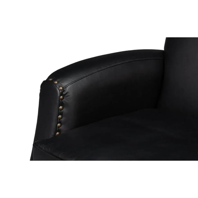 Black Contemporary Black Leather Swivel Armchair For Sale - Image 8 of 11