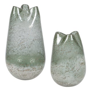 Chianti Seeded Glass Vases Set/2 For Sale