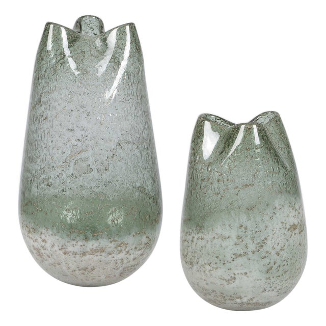 Chianti Seeded Glass Vases Set/2 For Sale