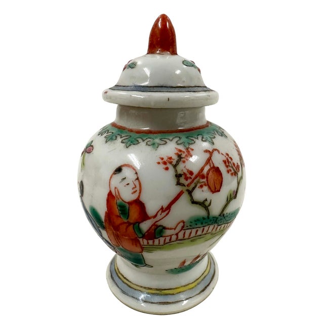 Ceramic Early 20th Century Chinese Hand Painted Porcelain Ginger Jar - A Pair For Sale - Image 7 of 12