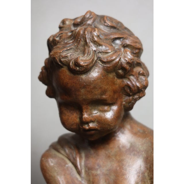 Ceramic Vintage Terracotta Child on a Jar Sculpture, 1920s For Sale - Image 7 of 13
