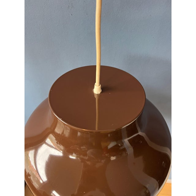 Mid-Century Brown Metal Pendant Light, 1970s For Sale - Image 9 of 11