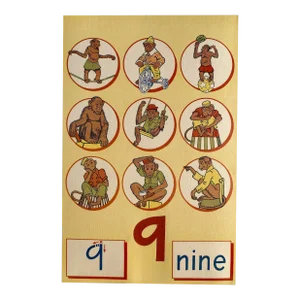 1960s Number 9 Counting Monkey Print