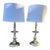 Vintage Stiffel Pewter Barley Twist Candlestick Lamps With Shades - A Pair - Newly Rewired For Sale