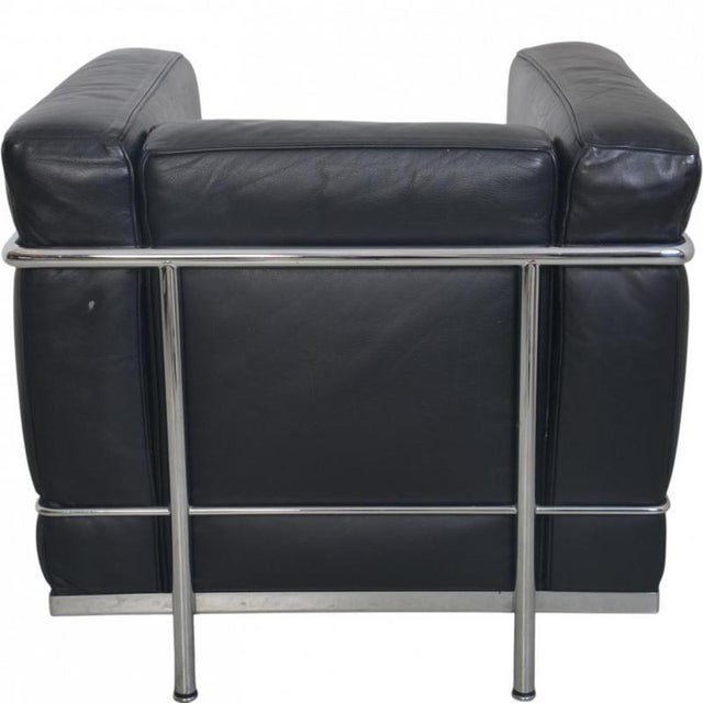 Black LC2/1 Chair in Black Pelle Leather by Le Corbusier, 2000s For Sale - Image 8 of 17