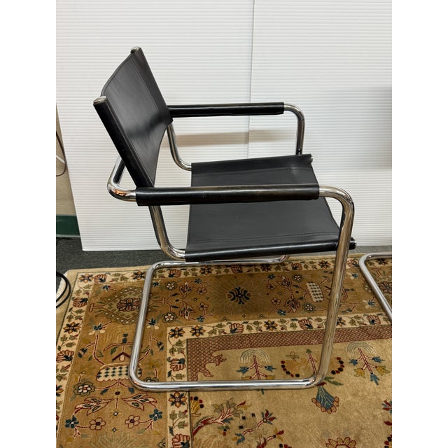 Mart Stam for Linea Veam 1970's S34 Leather Cantilever Armchairs , Set of 6 For Sale - Image 11 of 15