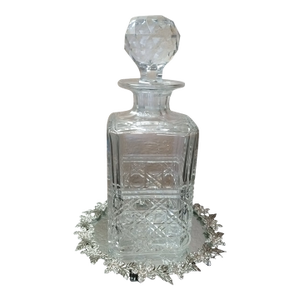 1980s Gorgeous Tiffany Style Plaid Cut Crystal Decanter With Faceted Stopper