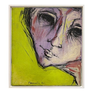 Mid-Century Modern Abstract Portrait Painting Signed Francis '60 For Sale