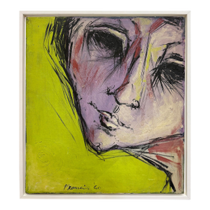 Mid-Century Modern Abstract Portrait Painting Signed Francis '60