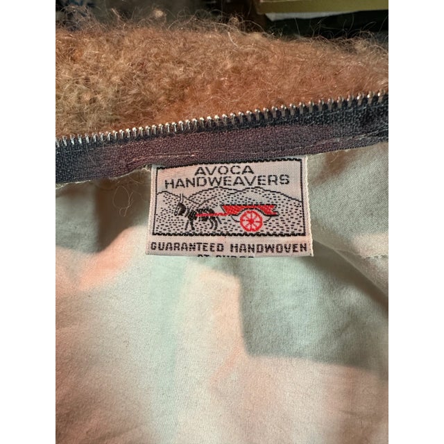 Tan Vintage Irish Woven Down Pillows- a Pair For Sale - Image 8 of 8