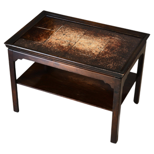 Danish Art Deco Side Table in Stained Birch & Ceramic Tiles, 1937