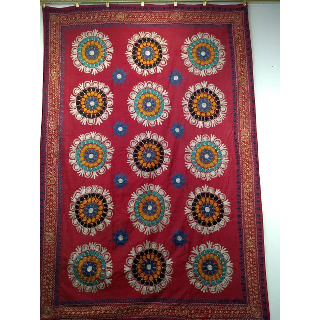 Vintage Uzbek Suzani Silk Embroidery Textile For Sale In Chicago - Image 6 of 7