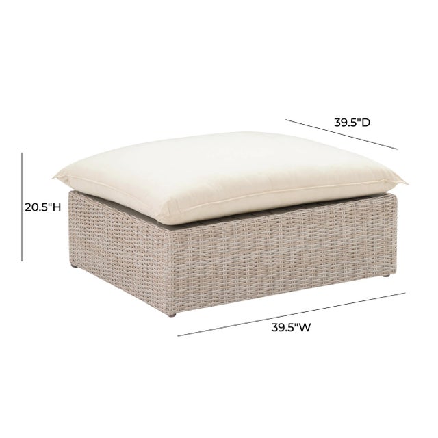 Cali Natural Wicker Outdoor Ottoman For Sale - Image 9 of 10