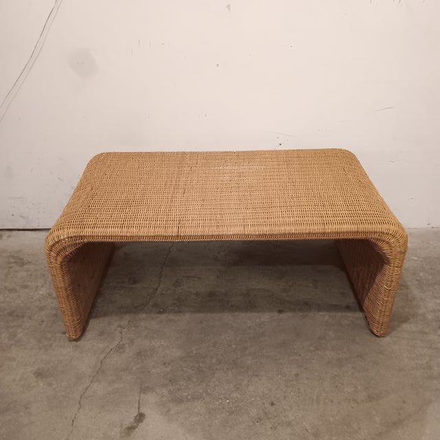 Vintage Natural Wicker Rattan Coffee Table For Sale - Image 16 of 18