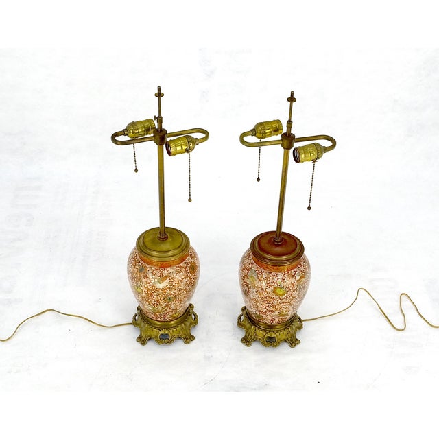 Very Fine Enamel Decorated Satsuma Style Ceramic Bases Table Lamps For Sale - Image 14 of 14