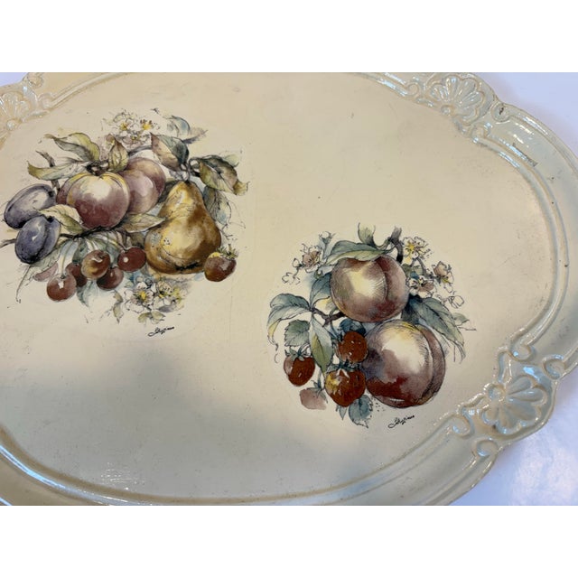 Vintage Painted Wood Italian Serving Tray For Sale - Image 4 of 6