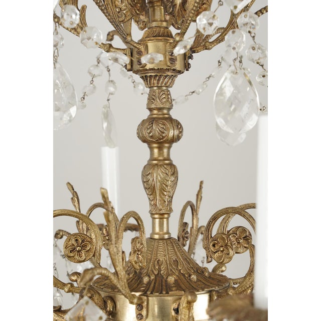 Spanish Rococo Revival Gilt Crystal Chandelier For Sale - Image 4 of 12